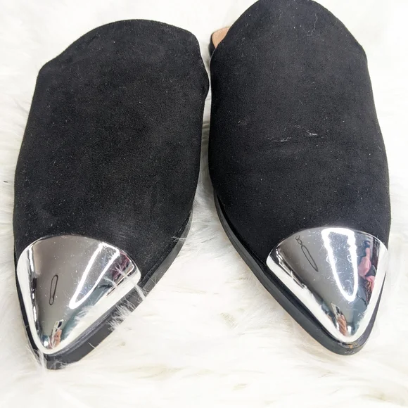 ASOS Suede Mona Black Mule Pointed Cap Toes - Picture 6 of 7